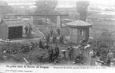 Campement de soldats gardant l'usine de la Chiers (Longwy)